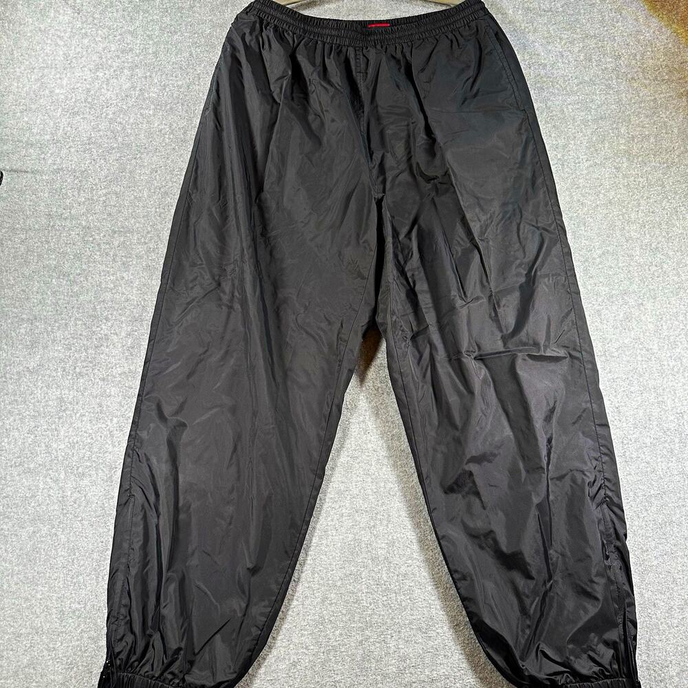 Tek Gear Men's Black Nylon Track Pants Elastic Waist Zip Ankle Pockets Large